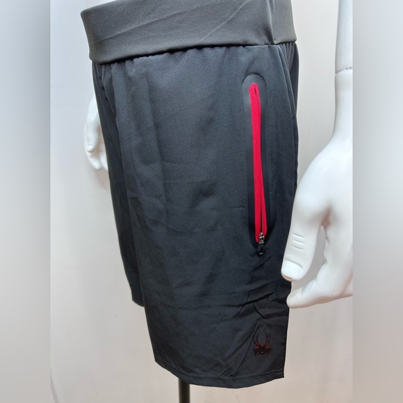 SPYDER MEN'S ACTIVE WEAR,BLACK,L,2 POCKETS W/RED ZIPPER,3D LOGO DIFFERENT SHADES - Picture 2 of 14